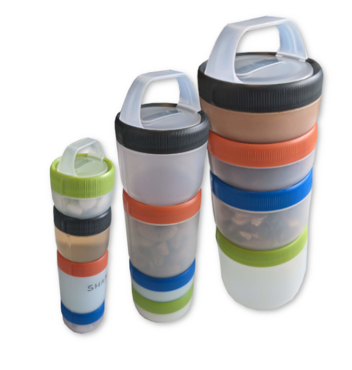 humangear Stax is a modular storage system -- stacking containers that  click together. — humangear